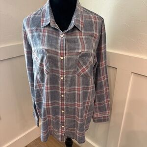 NWT Casual Plaid Button Down Shirt - Blue and red